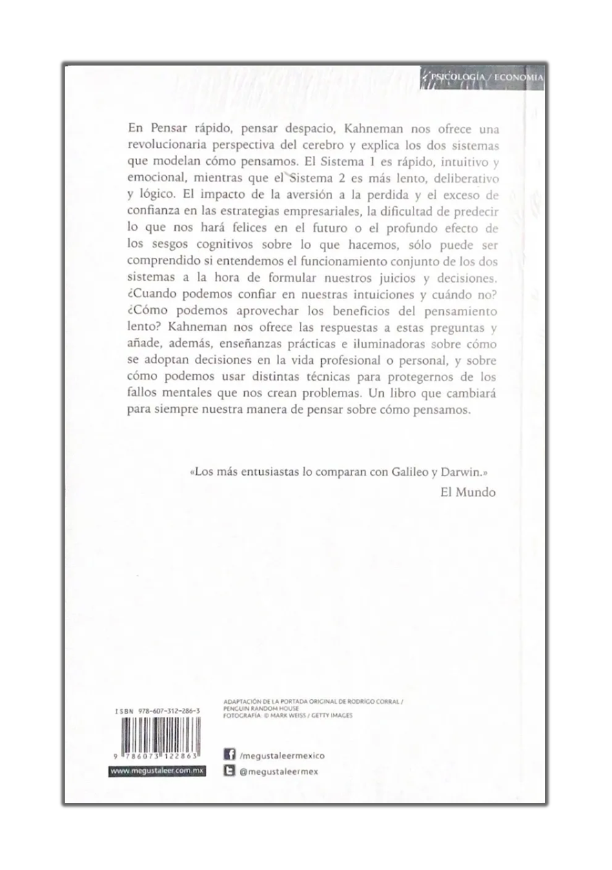 Pensar rápido, pensar despacio